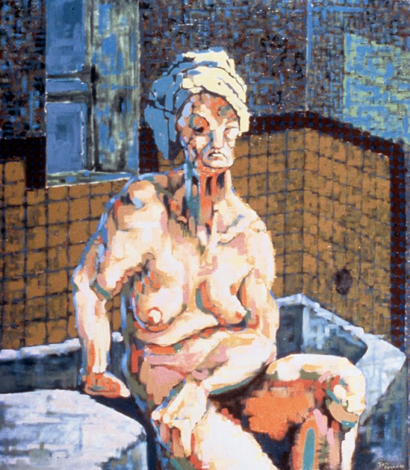 Woman Sitting by Tub